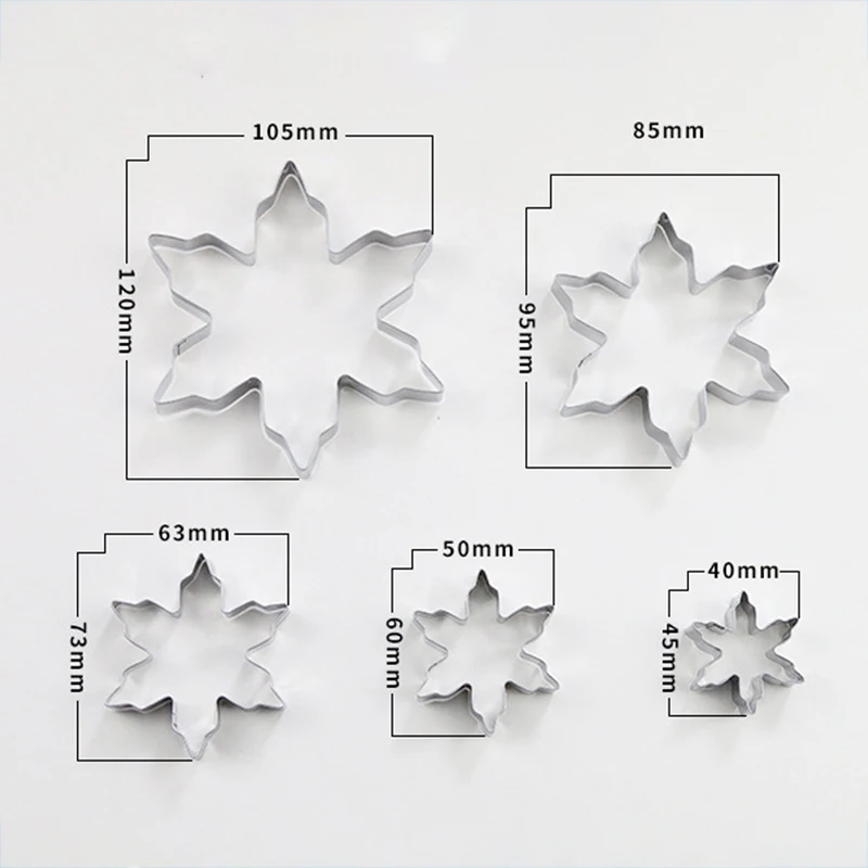 

DIY Mold Snowflake Shape Kitchen Gadgets Stainless Steel 430 Silver 5Pcs/Set Biscuit Cookie Cutter Baking Accessories