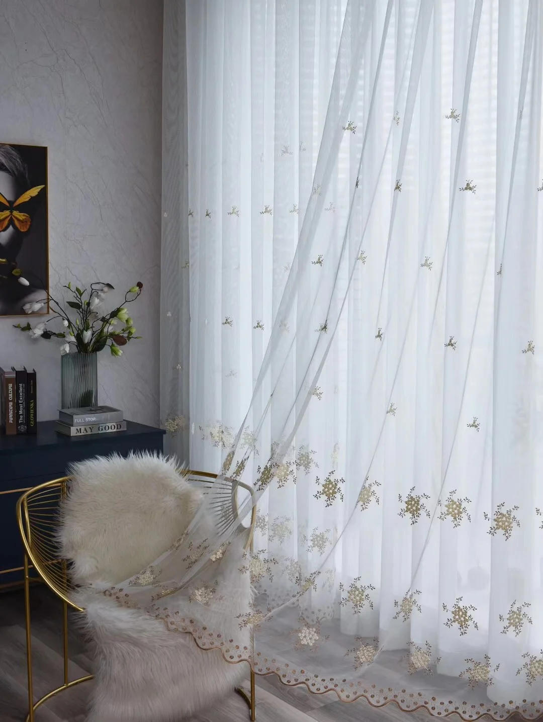 

White Lace Snowflake Tulle Window Screen Curtains for Bedroom Plaid Pattern Sheer for Living Room Bed Curtain All-match Yarn