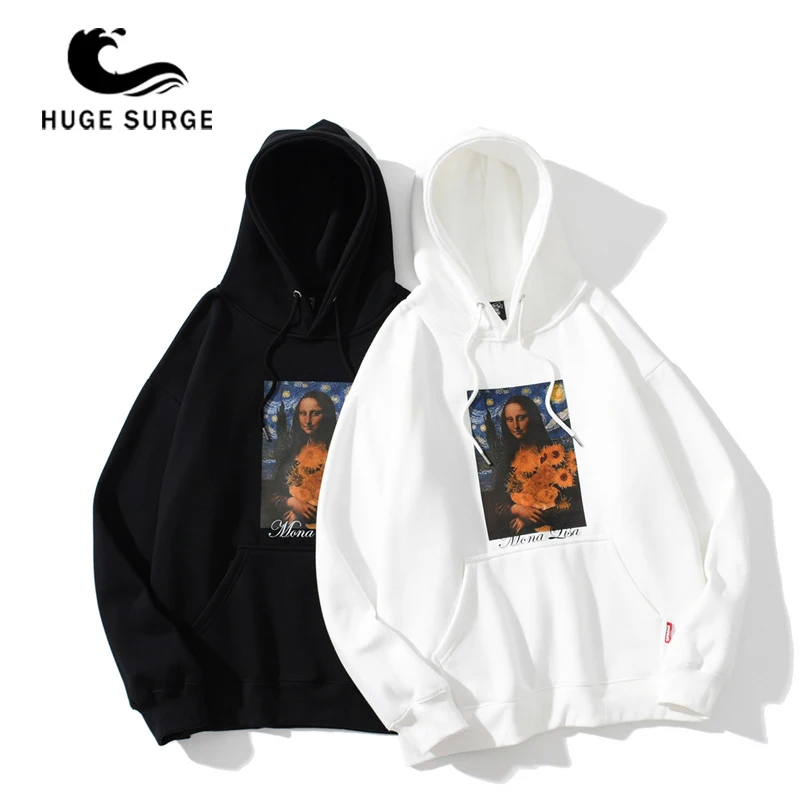 

HUGE SURGE Harajuku Hoodie Sweatshirt Winter Illustration Letter Print Fleece Hooded Pullover Baggy Cozy High Street Men Cloth