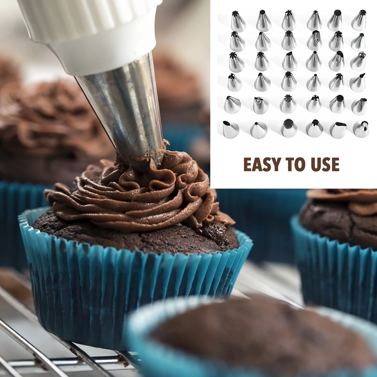 

Cake Decorating Set 66PCS Steel Nozzle Kits DIY Turntable Pastry Bags Nozzle Mould Bakware Confectionery Baking Supplies Tool