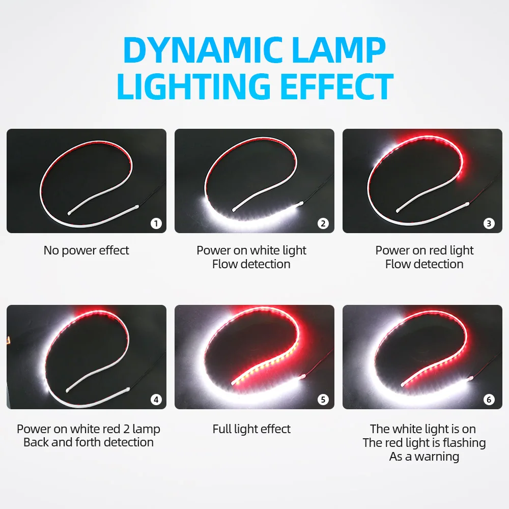 

120cm Car Led Brake Lights Styling High Rear Additional Stop Lights With Turn Signal Running Light Auto Brake Flexible LED Strip