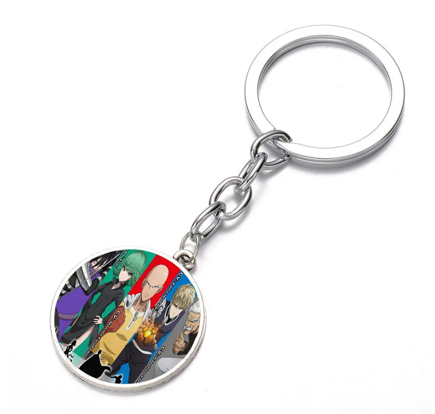 

Japan anime ONE PUNCH-MAN Keychain Glass Dome Key Chain Bag Charm Keyring Holder Kids boy girl Pendant