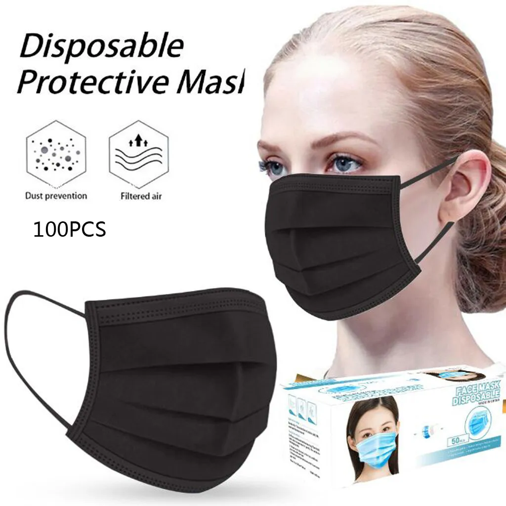 

100pcs mondkapjes Disposable Mouth Masks mascherine 3 Layer Mouth Cover Filter Mask mascarillas respiratory Facemask masque#3