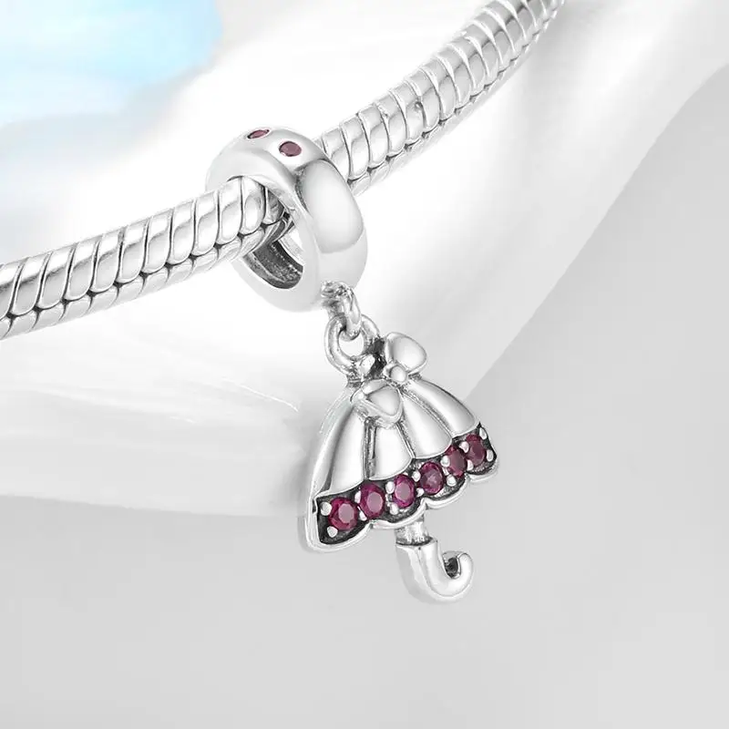 Аутентичные 925 стерлингового серебра красочные и радугой Очаровательные бусы