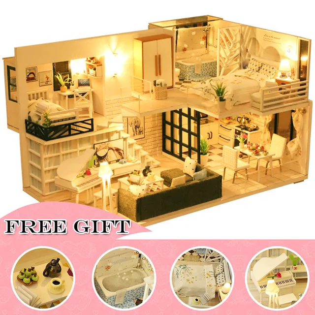 M21A Cutebee кукольный дом мебель миниатюрный кукольный домик DIY миниатюрный дом комната коробка театральные игрушки для детей Каса де Boneca J13 - Цвет: M21A