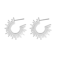 2021 new simple stainless steel earrings european and american fashion temperament sunflower titanium steel earrings women