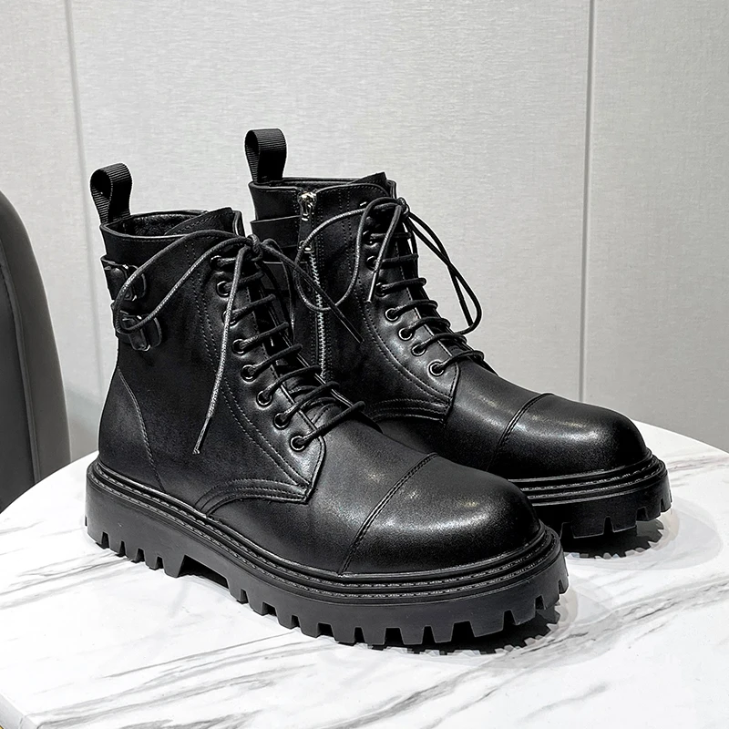 

Мужские черные ботинки Martens из натуральной кожи, размер 38-44