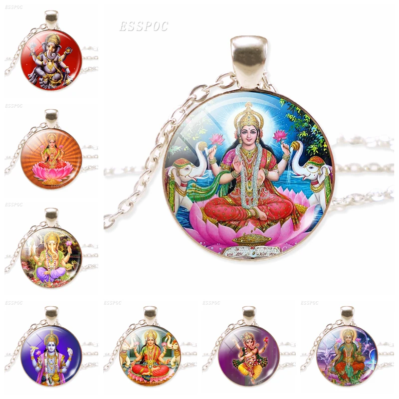Lakshmi кулон богини ожерелье Ювелирное Украшение Hinduism подвеска амулет стеклянный