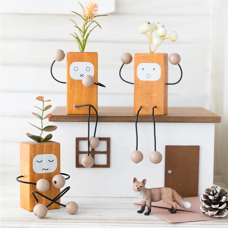 

Cute Desk Figurine Nordic Fashion Creativity Wooden Cartoon Figurines Funny Gift Decoracao Casa Decoration Crafts DI50BJ