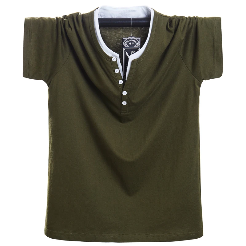 Мужская футболка большого роста размера плюс, 5XL, 6XL, 7XL, 8XL, короткий рукав, верх размера d, Хлопковая мужская футболка большого размера, летняя мужская футболка - Цвет: Зеленый