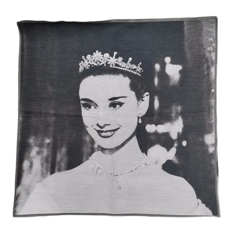 

The black and white portrait of Audrey Hepburn in Chinese Thangka