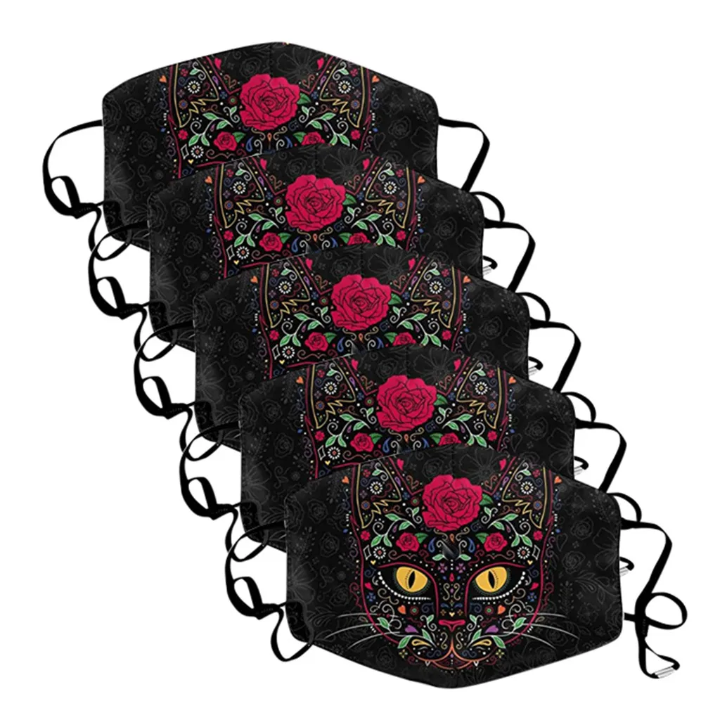 5 шт. с милым принтом взрослых Для женщин Пылезащитная маска для полости рта