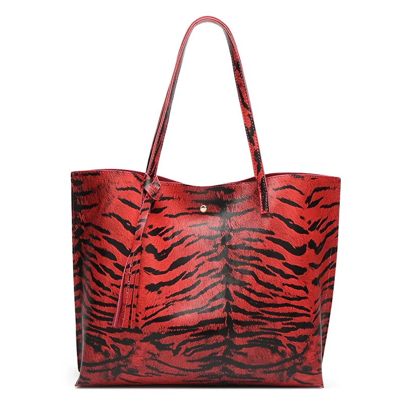 Осенняя леопардовая женская сумка тоут LISM из искусственной кожи вместительная