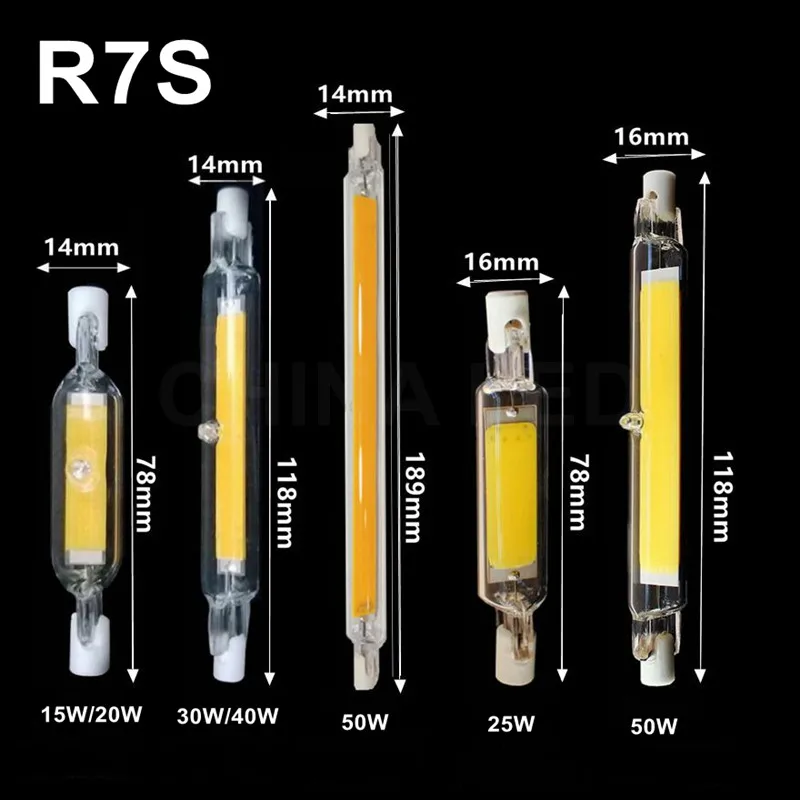 

R7S LED Bulb Light 78MM 118MM 189MM 15W 20W 25W 50W Replace Halogen Lamp 100W J78 J118 Lamparda Diode Spot Light AC110V 220V