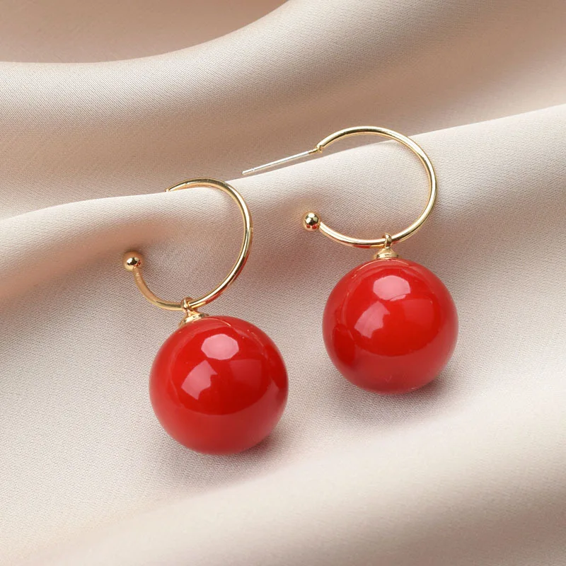 Женские круглые серьги-кольца с искусственным жемчугом большие серьги золотого