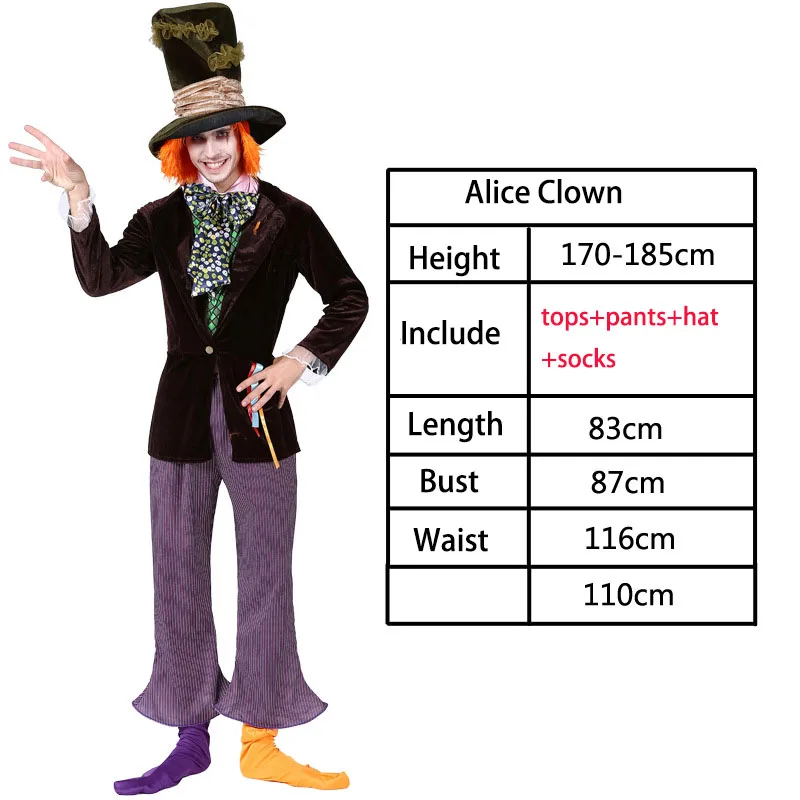 Alice Clown ВЗРОСЛЫЙ ТЕРРОР Voodoo Вампир Костюмы на Хэллоуин для женщин и мужчин карнавальные вечерние костюмы призрак невесты скелет костюм аниме для косплея платье - Цвет: Alice Clown