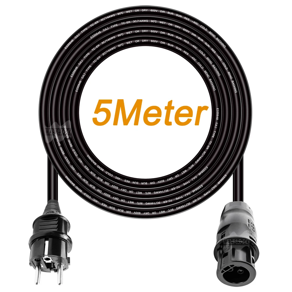 5M or 2M 14 AWG AC Power Extension Cord 220V EU with 3 Core Connector and Plug TUV UL Approved for Solar Micro Inverter - купить по