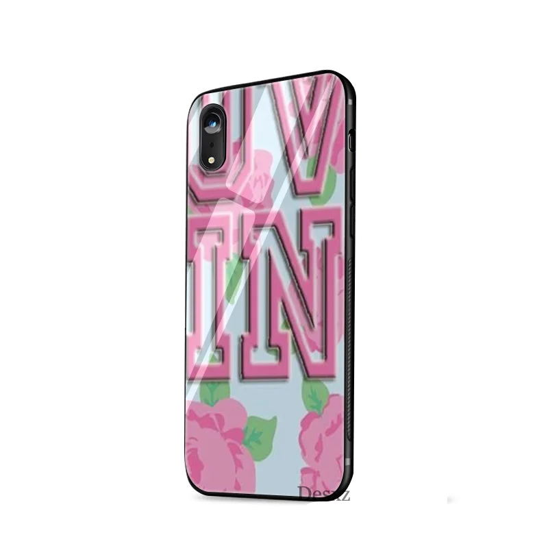 Чехол из закаленного стекла love pink girly pretty противоударный чехол для iPhone X 6 6s 7 8 Plus XS
