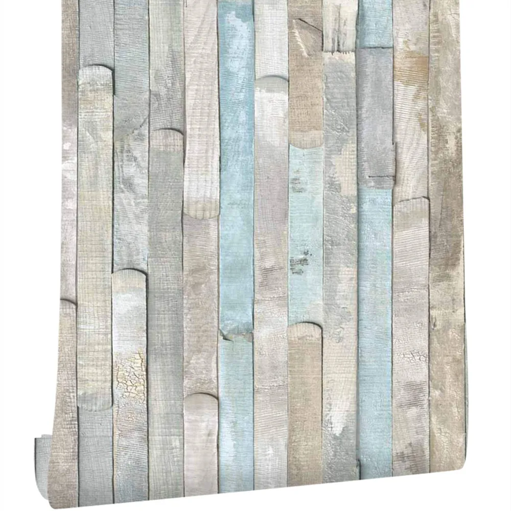 

Wood Wallpaper Peel And Stick Self-Adhesive Film Removable 3D Effect Wood Plank Wall Paper For Furniture Bedroom Wall Decoration