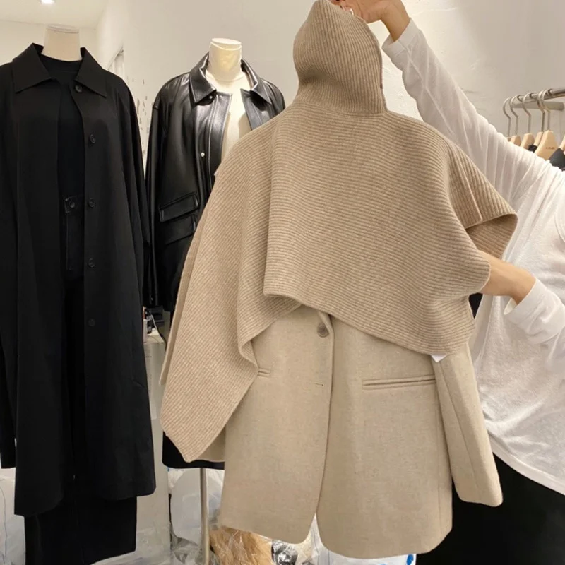 Свитер Женский вязаный без рукавов с асимметричным свободным воротником