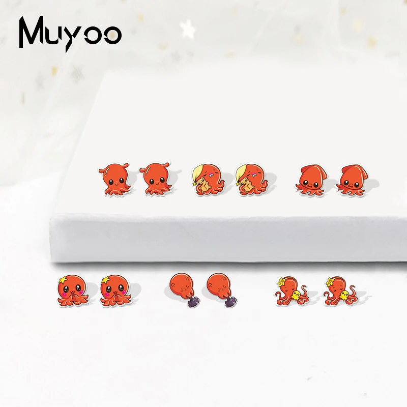 2020 новые модные озорные красные осьминоги Мультяшные стильные иконы ручной