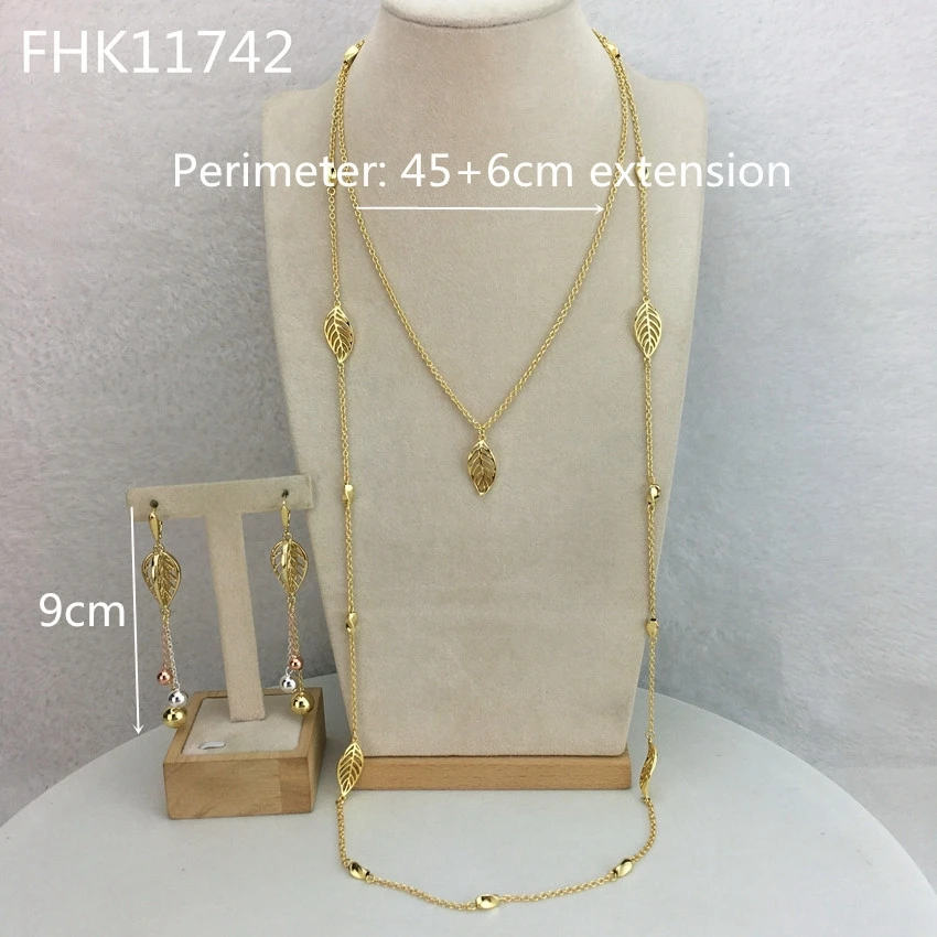 New Arrival Fashion Design Luxury Gold Costume Dubai Women Jewelry Sets Africa Long necklace FHK11742 |