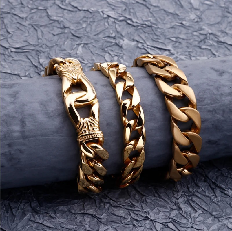 

Stainless Steel Bracelet Men's Jewelry Korean Fashion Square Gold Titanium Steel Bracelet bangle S146