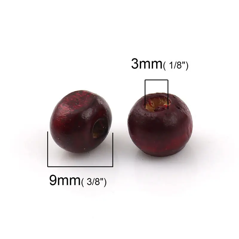 1000 шт Hinoki Деревянные Бусины круглые коричневые красные деревянные бусины для