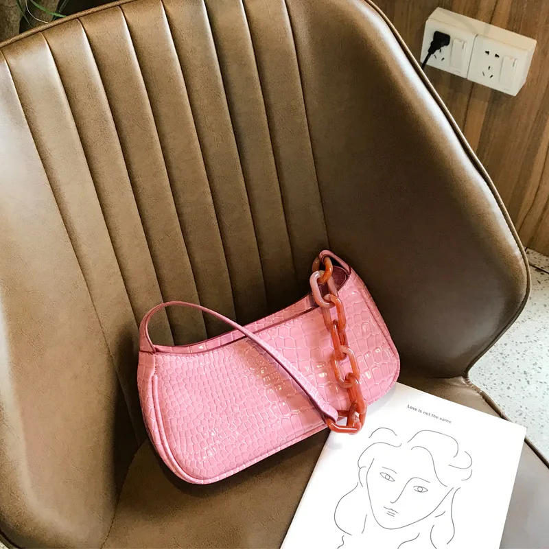 Сумка багет из искусственной кожи сумка через плечо крокодиловой с кристаллами и