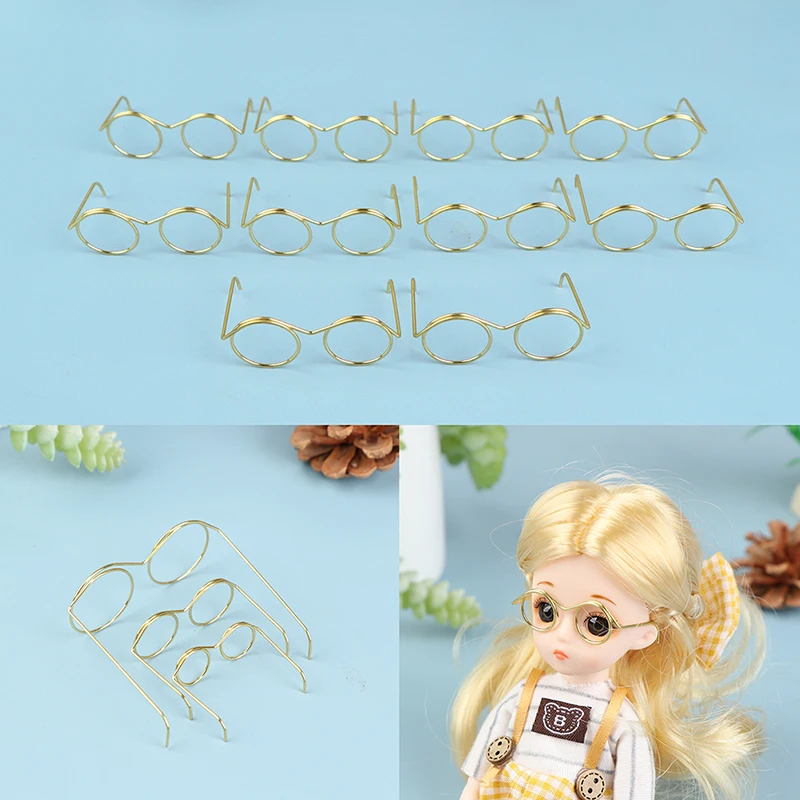 

5/10Pcs Fashion Round Frame Lensless Retro Cool Doll Glasses For 9/25/30cm Doll