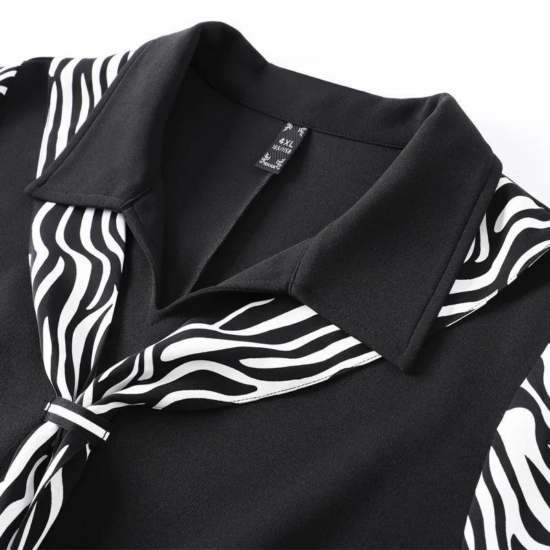 

Plus Size 10XL 8XL 6XL Women Long Sleeves Spring Dresses Femme Elegant Print Sleeves And tape Top A-line Slim Dress For Mujers