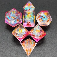 dnd dice set polyhedral d6 d8 d10 d12 d20 board game table mtg rpg pink dd accesories transparent resin sharp edge dice colors