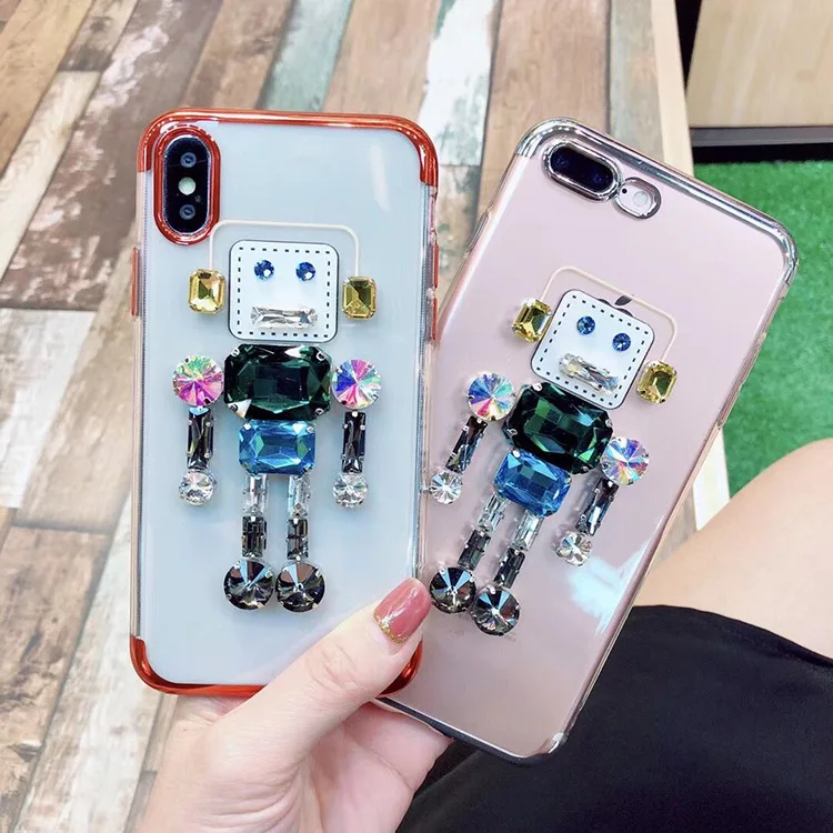 Kuutti Squishy Забавные милые Стразы робот для женщин ТПУ летние чехлы телефонов iPhone 6 6s