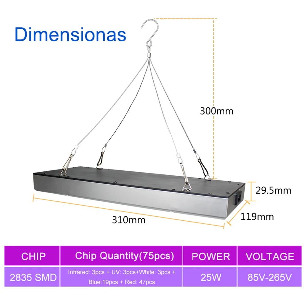 25 Вт 45 Led Grow Light панель красный синий белый ИК УФ Full Spectrum Plant Lighting Lamps для комнатных