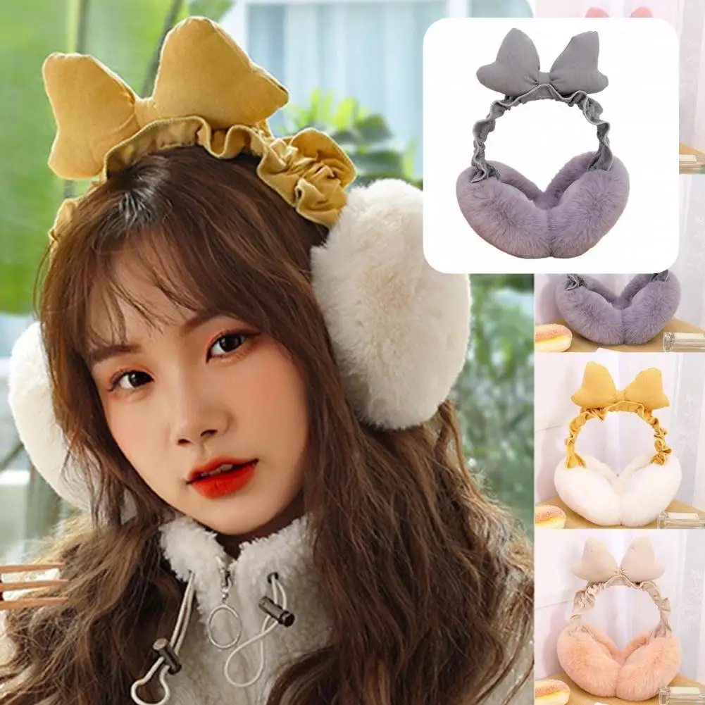 Отличные зимние наушники гибкие однотонные плюшевые для девушек |