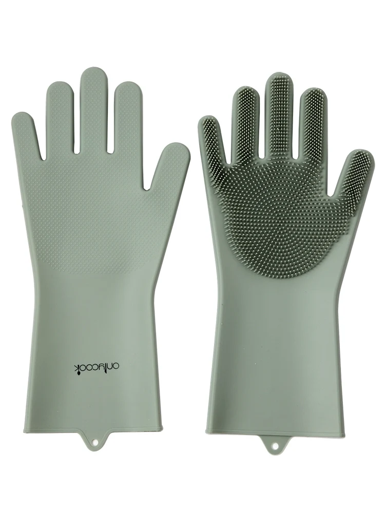 1 пара волшебных силиконовых перчаток для мытья посуды перчатки с кистью