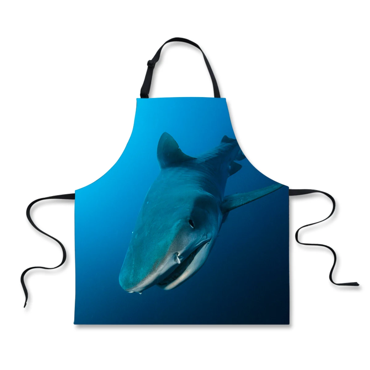 

Cute Shark 3D Pattern Women Men Apron Restaurant Home Polyester Cotton BBQ Kitchen Aprons Protect Cloth Chef Aprons 75*67cm