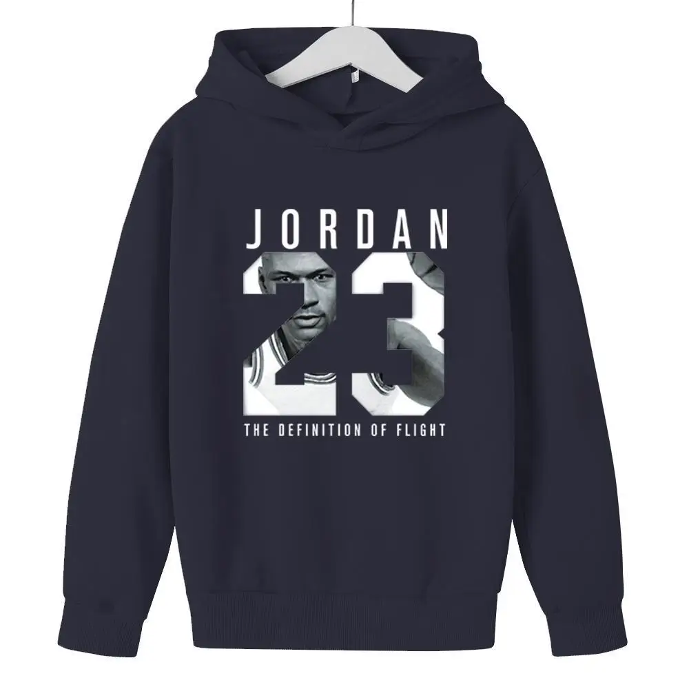 

2021 Children's Clothing Jd 23 Cartoon Print Cotton Hoodie 4 To 14 Years Old Hoodies for Boys and Girls Basket Sweatshirt