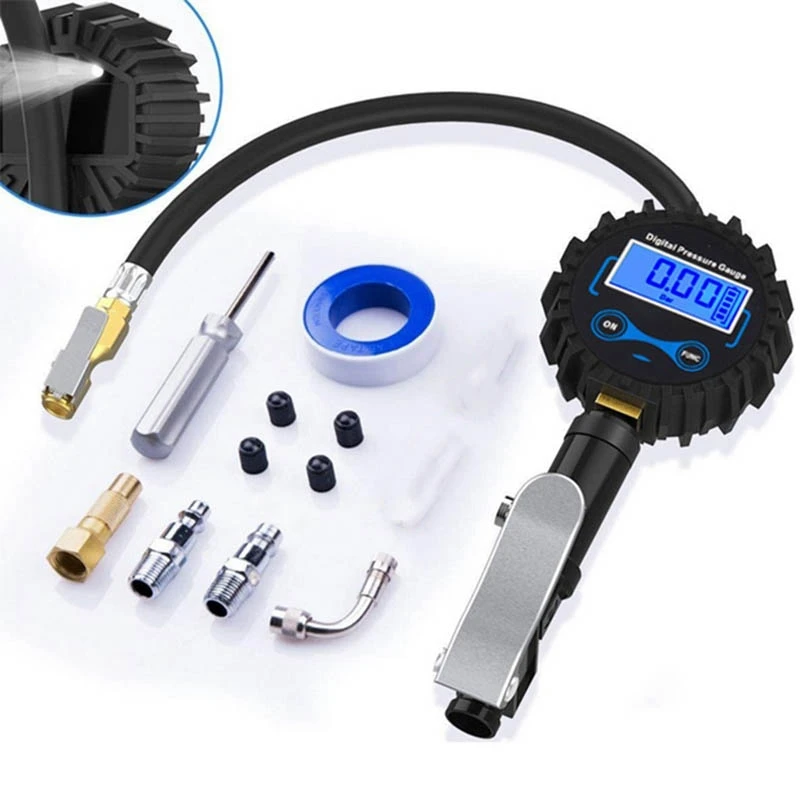 Цифровой шинный надувной воздушный компрессор насос манометр Быстрый аксессуар
