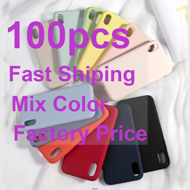 100 шт жидкий силиконовый чехол для iPhone 11 Pro Max X XS XR мягкий 6 6s 7 8 Plus 7Plus |