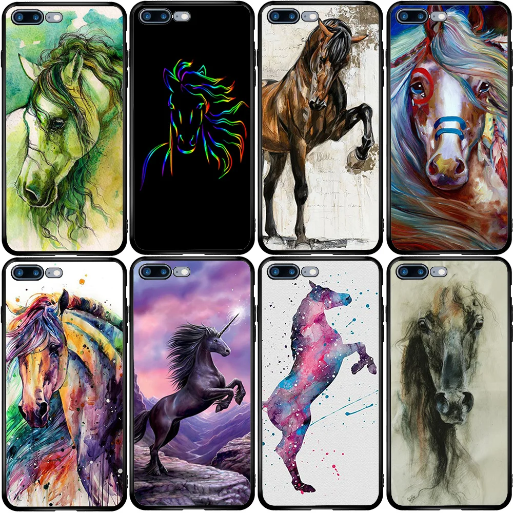 Чехол для Samsung Note 8 9 10 S6 S7 S8 S9 S10E S11 S20 Ultra Lite Plus Edge Pro Horse акварель|Бамперы| |