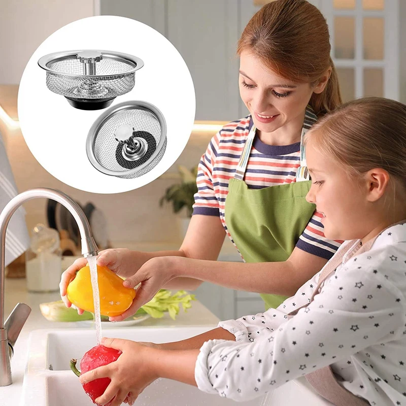 

4 Pieces Kitchen Sink Drain Strainers Sink Stopper Strainers Basket Catcher Filter Anti-Clogging Mesh Drain Covers