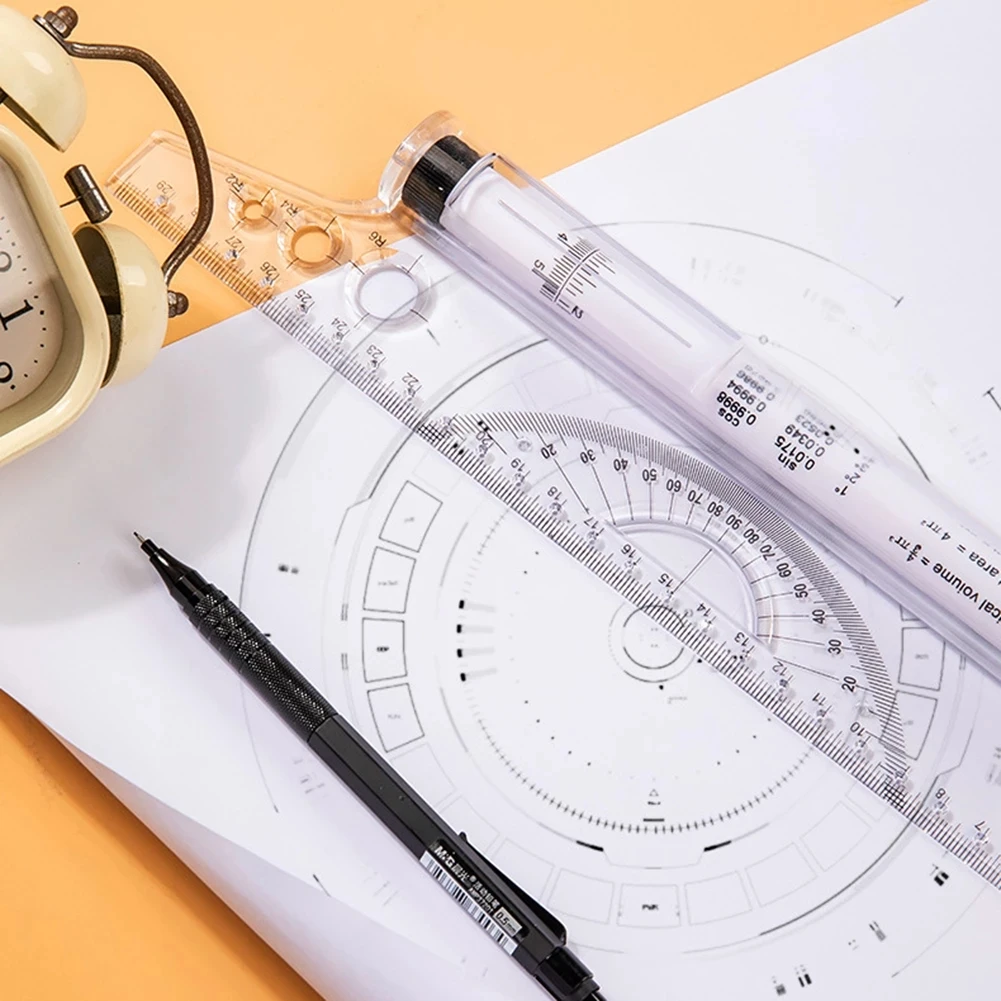 

Creative Parallel Ruler Drawing Roller Ruler Multifunction Drawing Design School Plastic Protractor Measuring Tool
