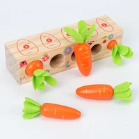 wooden toys for 1 year old kids montessori size sorting counting puzzle game carrots harvest gifts for fine motor skill