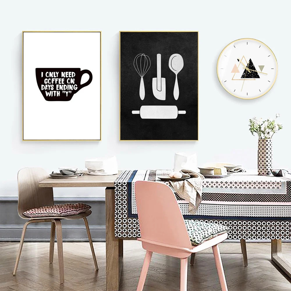 Настенный декор для ресторана черно-белый холст картины постеры пицца паста