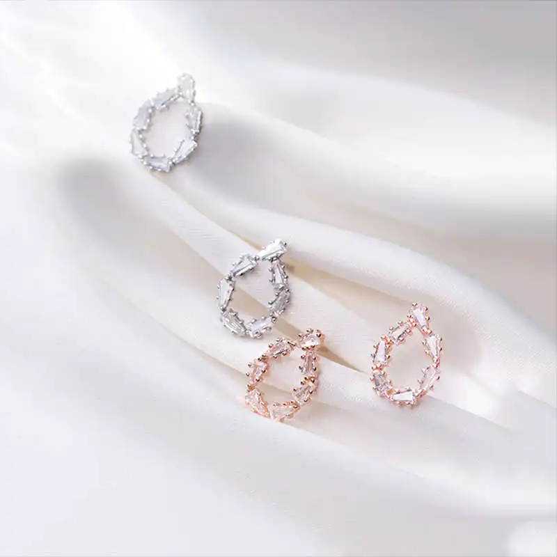 

INZATT Real 925 Sterling Silver Zircon Waterdrop Stud Earrings For Fashion Women Party OL Fine Jewelry Minimalist Accessories