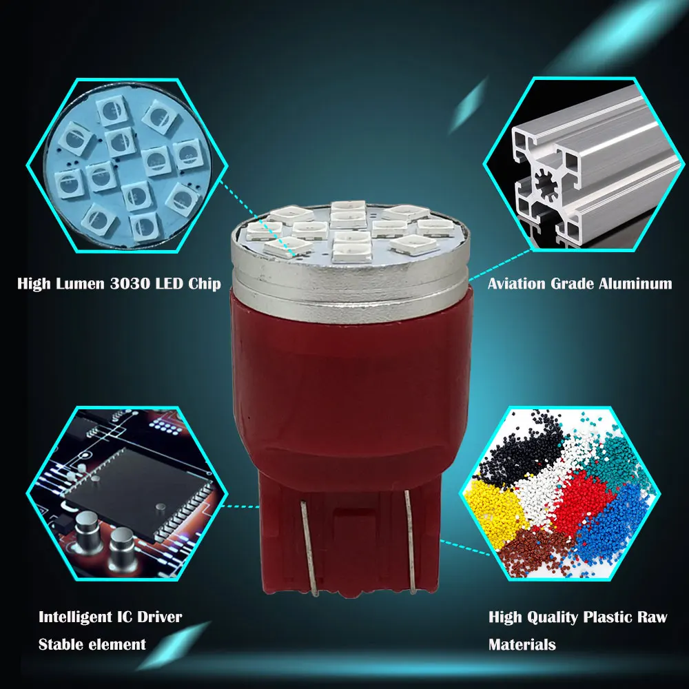 10 шт. светодиодный одов T20 7440 7443 W21W W21/5W светодиодные лампы WY21W LED 12SMD 3030