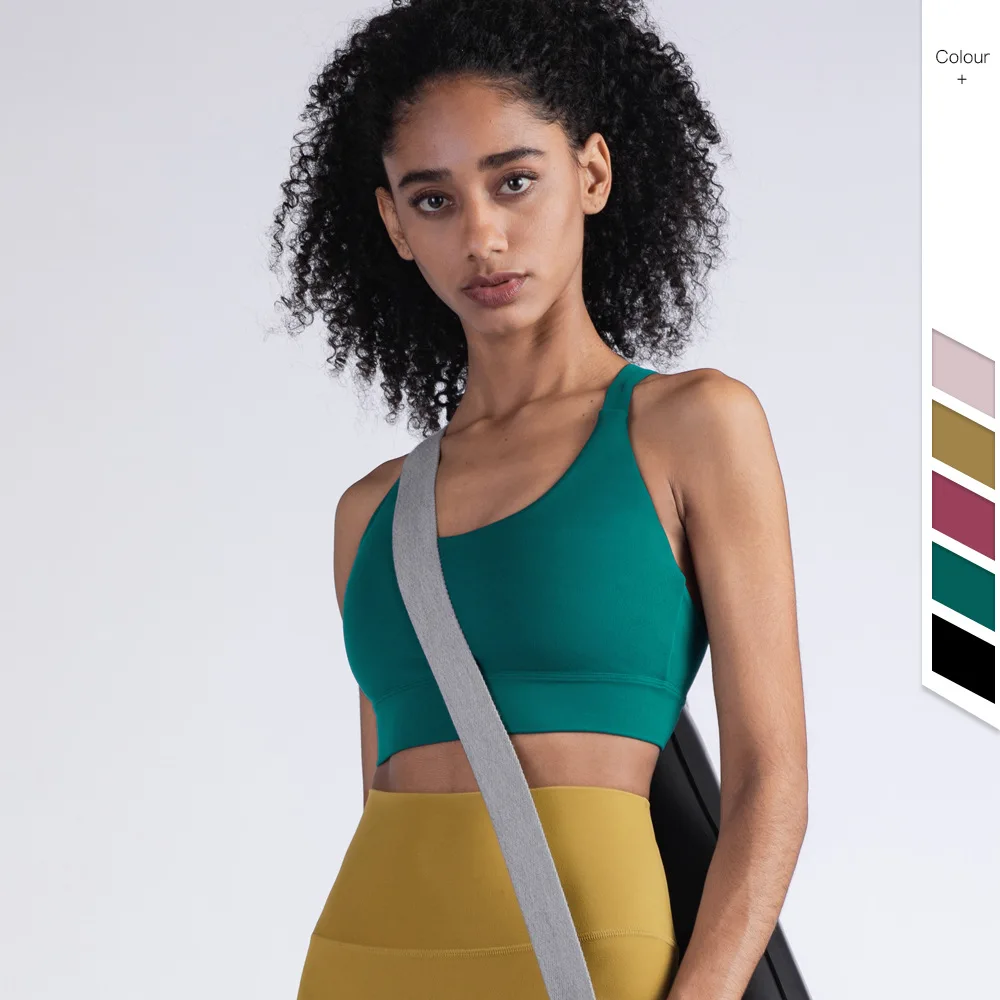 

New 2021 Running Shockproof Push Up Sports Bra Woman Lulu Yoga Bra Detachable Chest Pad Seamless Buckle Hollow Backless Crop Top