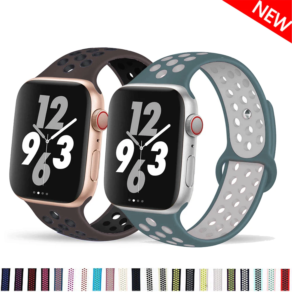 Ремешок силиконовый для Apple Watch band 38 мм 42 Воздухопроницаемый браслет наручных