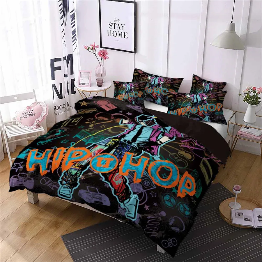 HELENGILI 3D Bedding Set Street Dance Hip Hop Print Duvet Cover Bedcloth with Pillowcase Bed Home Textiles #YC-316 | Дом и сад